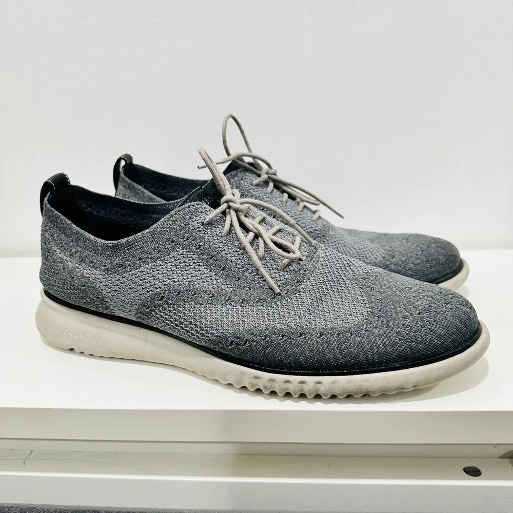 Cole‎ Haan Zerogrand Stitchlite Wingtip Oxford Gray Knit Mens Shoes C27565 11M